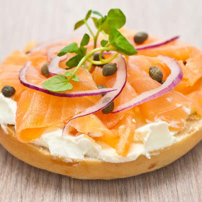 Smoked Salmon and Cream Cheese Bagel Sandwich