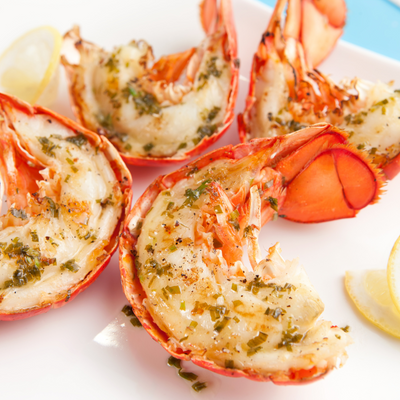 Grilled South African Lobster Tails with Garlic Butter