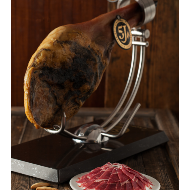 Cinco Jotas 5J - Jamón Cebo de Campo 50% Ibérico, pierna trasera, hueso de corral en 16-18 libras