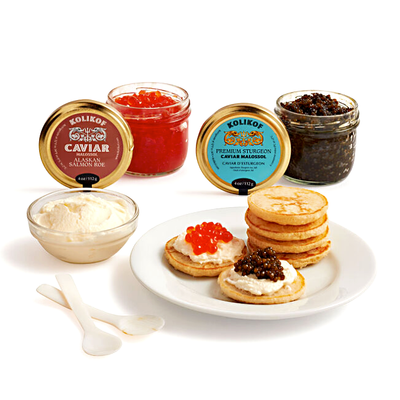 Buy Sturgeon Caviar and Alaskan Salmon Roe Gift Set - 8 oz Total